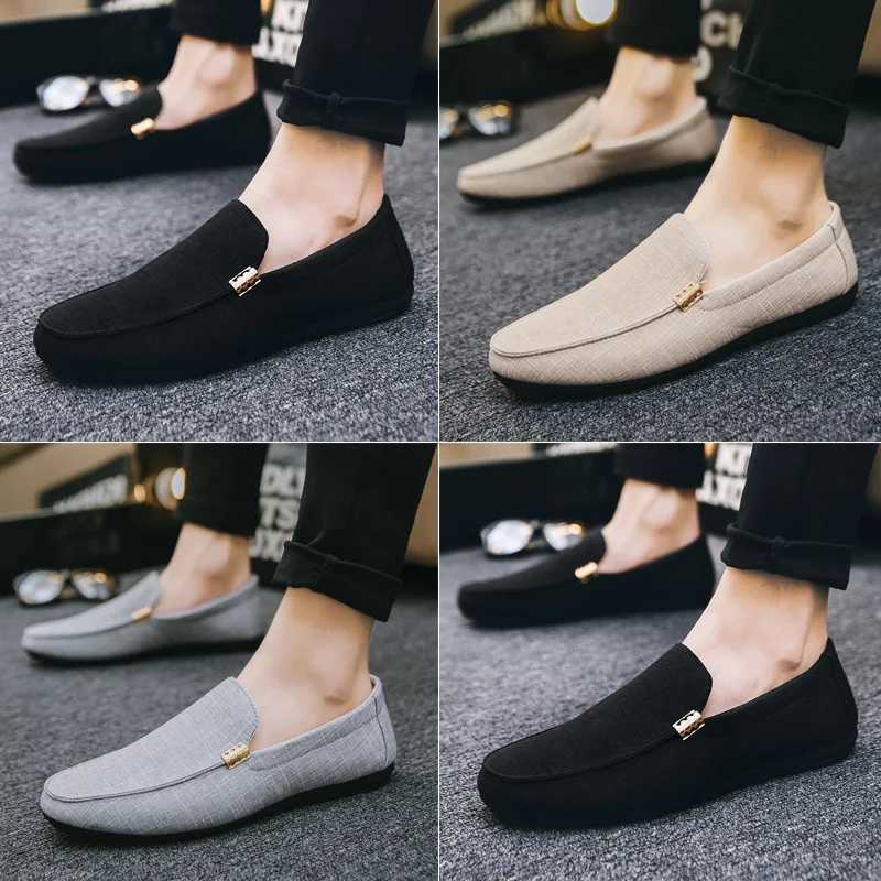 Men Casual Shoes Canvas Slip Fi Loafers for Male Luxury Dress Driving Shoes Formal Wedding Party Flats Plus SizeXJ250113