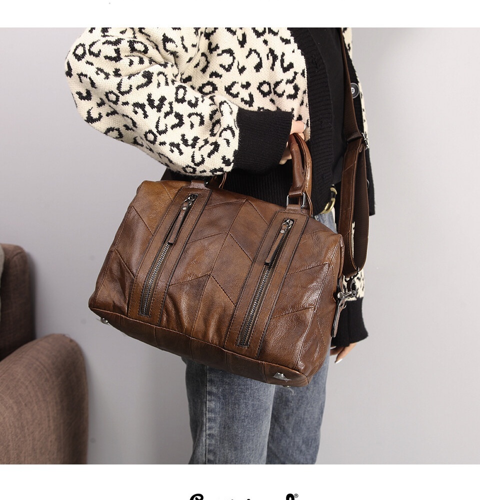 Cobbler Legend Handbag For Women Genuine Leather Double Zippers Shoulder Crossbody Bags Designer Ladies Tote Purse Zipper BagVoyage