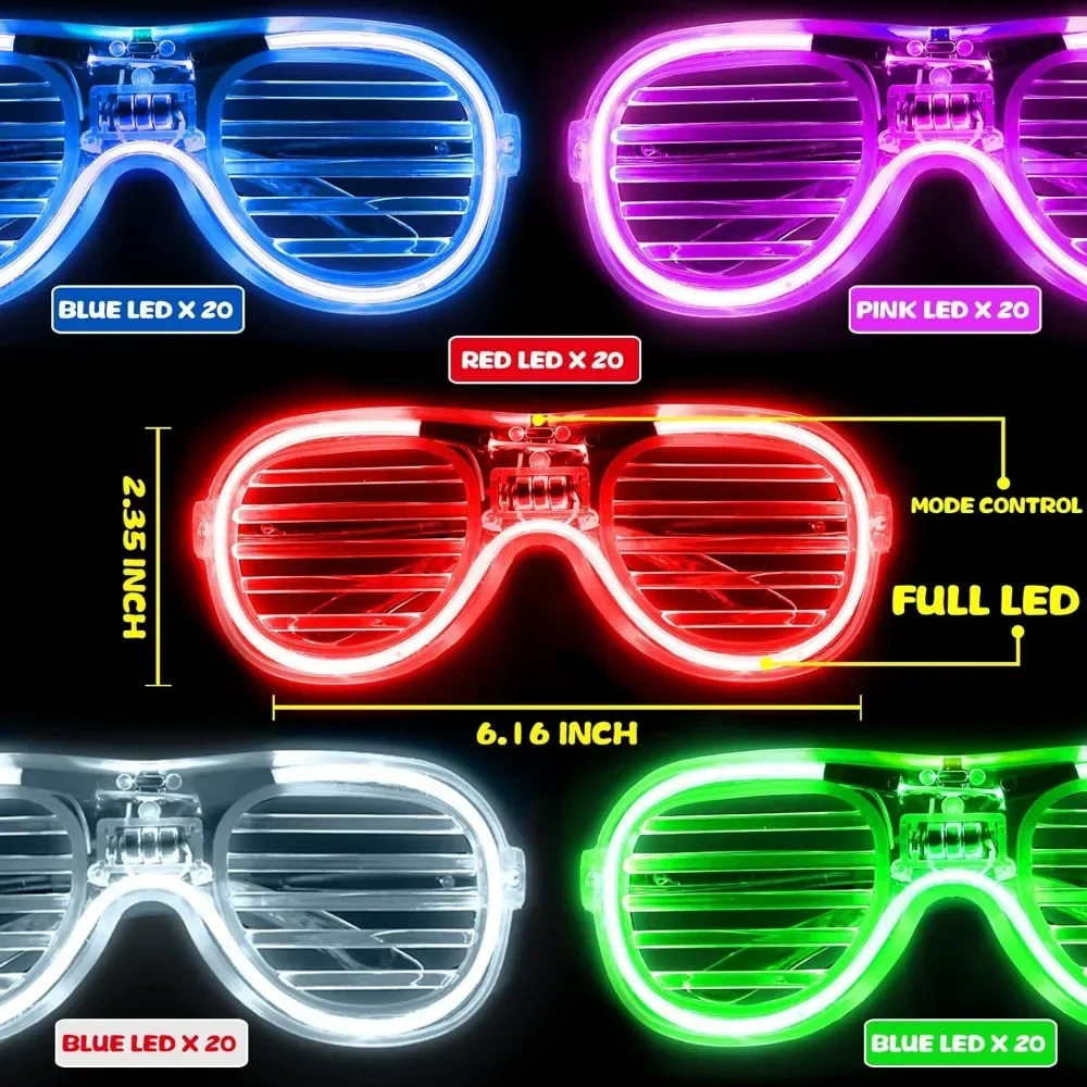 100 pieces of bulk packaged sunglasses lighting glasses 5 flash modes 3-color LED lighting glasses lighting party supplies241114
