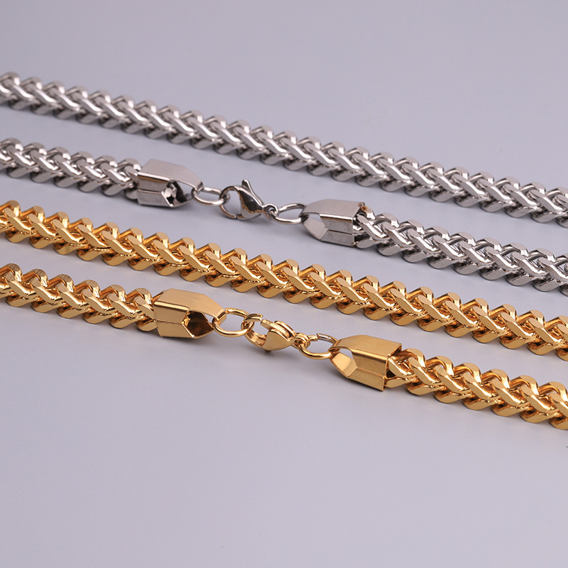 Chunky Twisted Cuban Gold Plated Snake Rope Chain Hip Hop Stainless Steel Necklace for Men Women Free shipping Free shipping