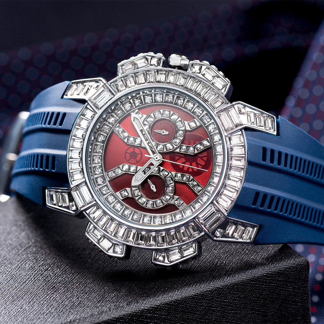 Men and women senior sense of Europe and the United States fashion personality full of diamonds large dial tape quartz watch thickness 12mm dial diame
