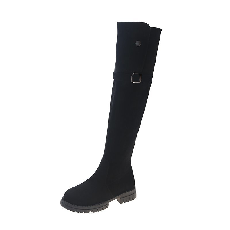 Women's Autumn/Winter New Korean Version Belt Buckle Thick Heel Knee High Boots.