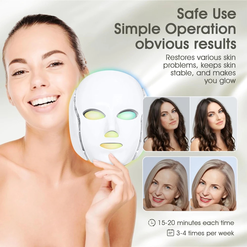 Light Therapy Face Beauty 7 Color LED Beauty Care Equipment Red Light Treatment Skin Care LED mask Home Beauty 241113