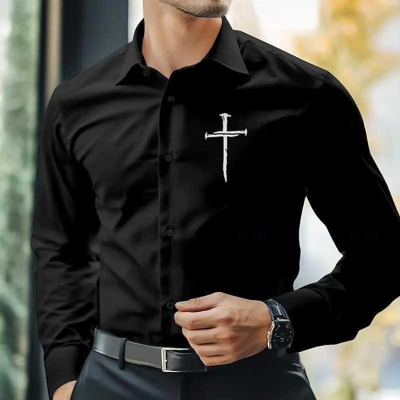 Small 3D solid color hot selling fashionable mens shirt long sleeved top art casual party autumn and winter high neck 2024XJ24113