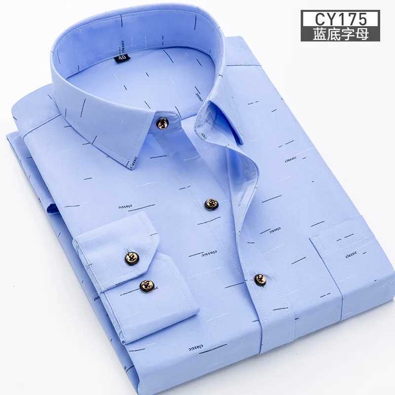New mens shirt Thin long-sleeved printed spring/summer non-ironing business casual slim fashion breathable shirtXJ24113