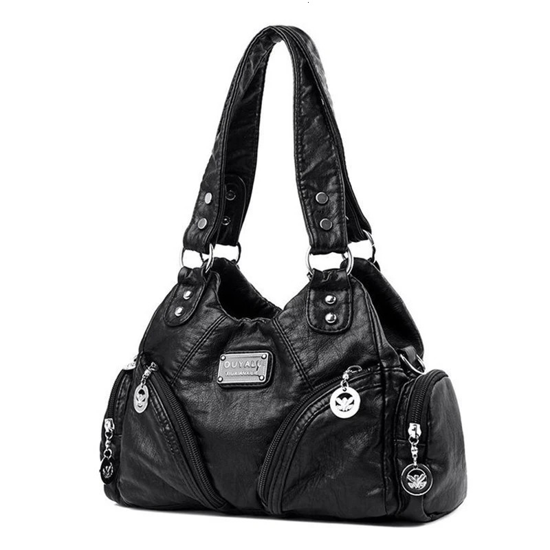 Soft Pu Leather Girl Shoulder Bag Black Handbag ly Arrived Mini Motorcycle Bag Womens Cross Body 241113