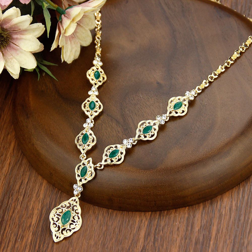 Sunspicems Exquisite Morocco Choker Neckalce for Women Algeria Wedding Jewelry Pendant Necklace Gold Color Arab Caftan Bijoux