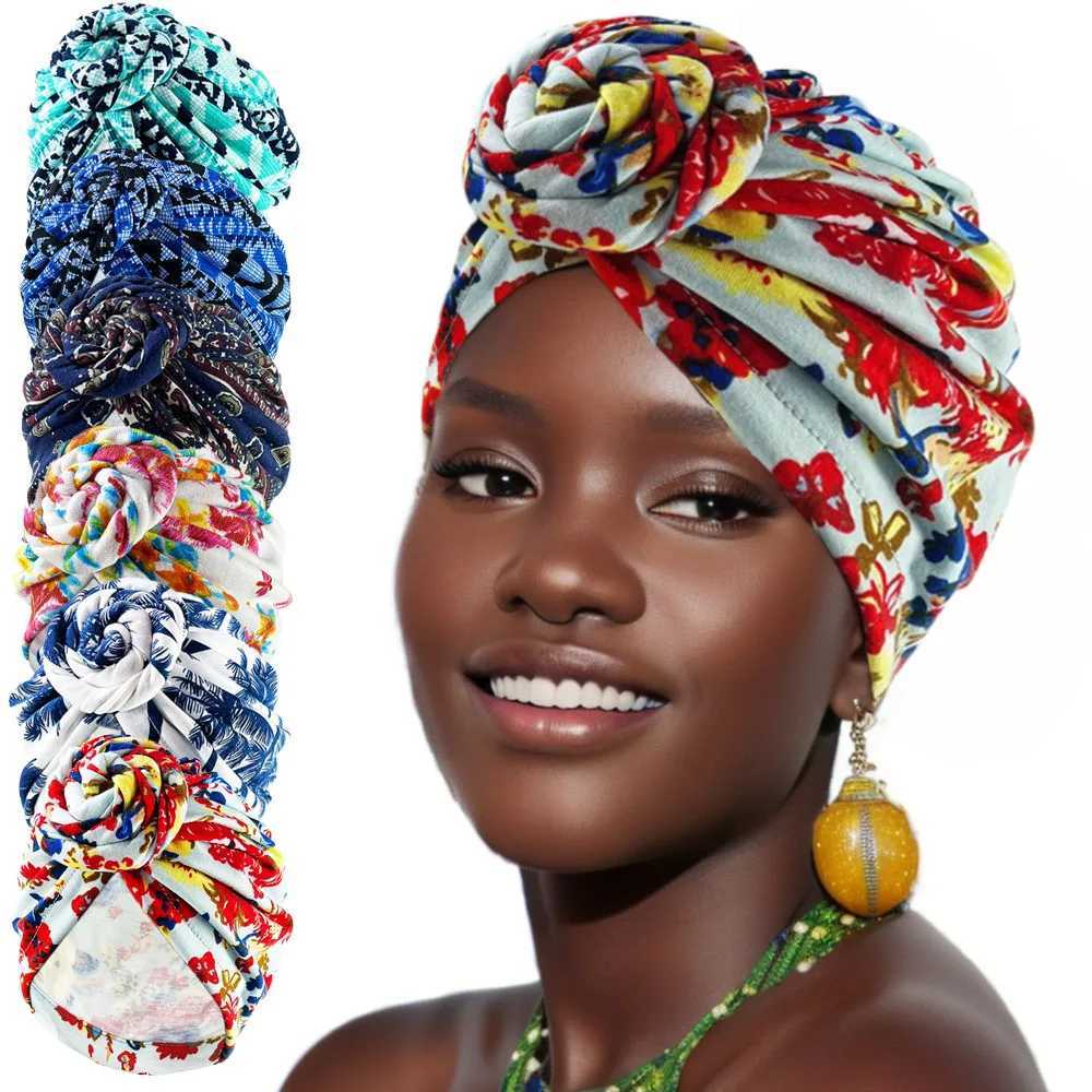 Turbans for Women Flower Printing Women Party Head Wrap Cap Fashion Scarf W241113