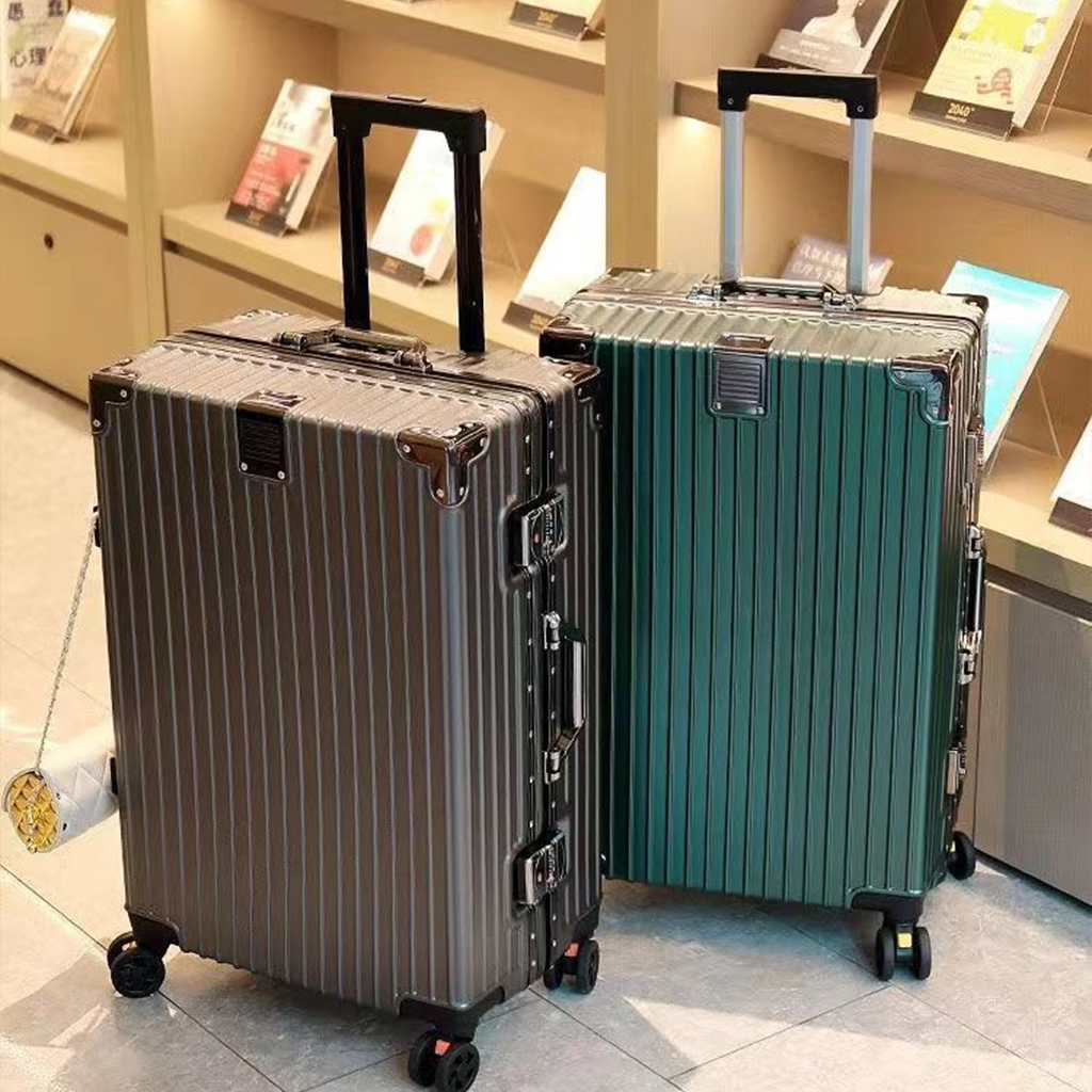 Suitcases Top Quality Aluminum Travel Lage Business Trolley Suitcase Bag Spinner Boarding Carry On Rolg 20/24/28 Inch 4