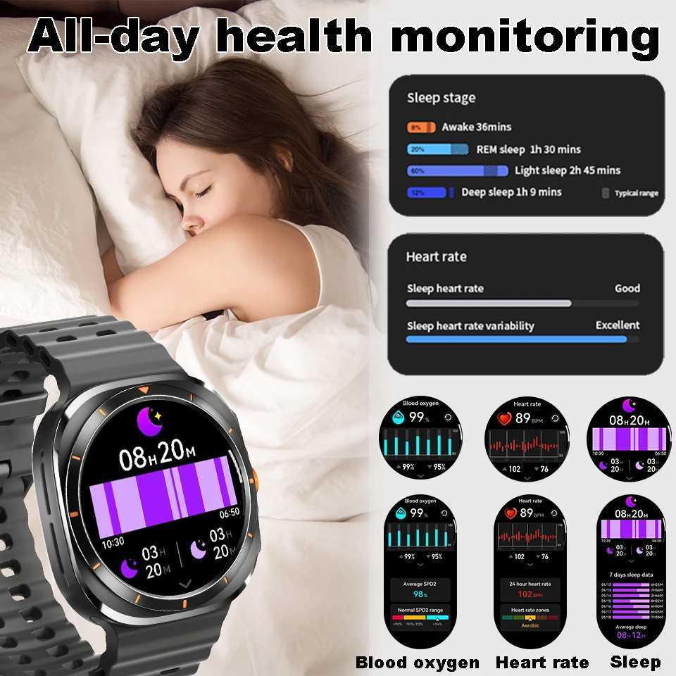 Suitable for the new Galaxy smartwatch 7 tra mens AMOLED Sn 100+Mti function sports fitness tracker Health Wen smartwatch Y241114