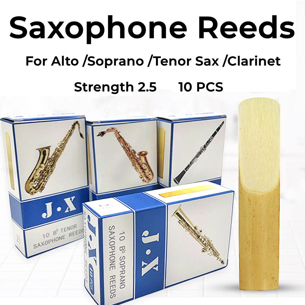 10 Pcs Saxophone Reeds Intensity 2.5 For Alto Soprano Tenor Sax Clarinet Reed Parts Xmas Gift Musical Instrument