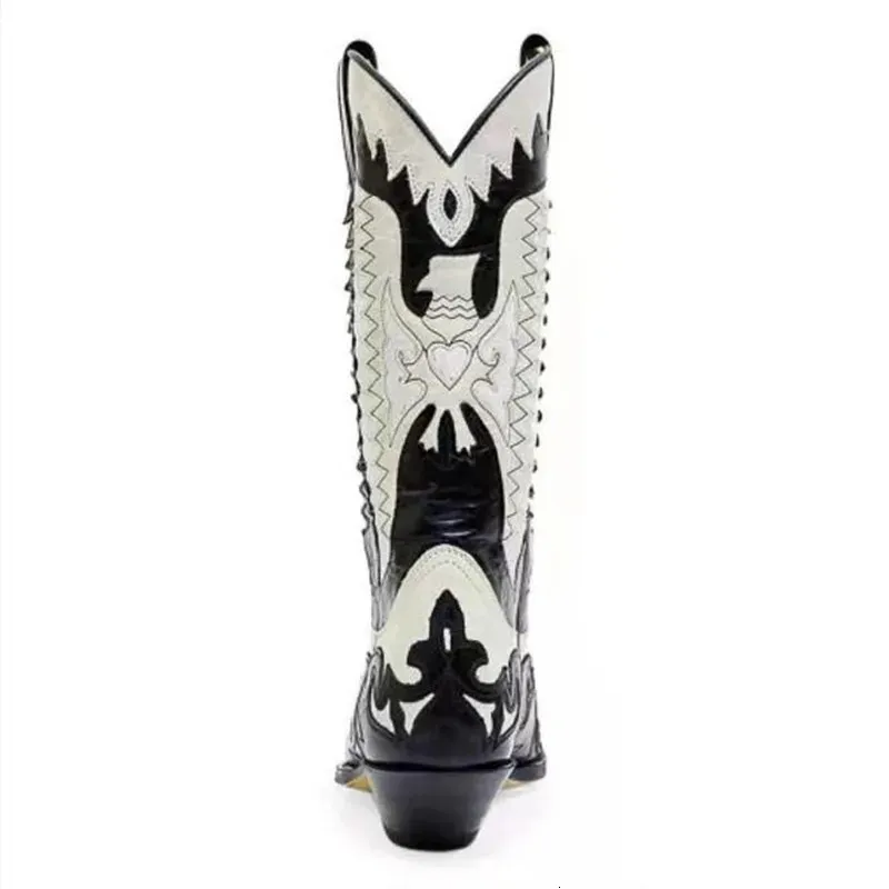 Fashion Mens Cowboy Boots MidHeel Motorcycle Casual HighQuality Male Pums Plus Size 3844 45 47 48 240617 241119