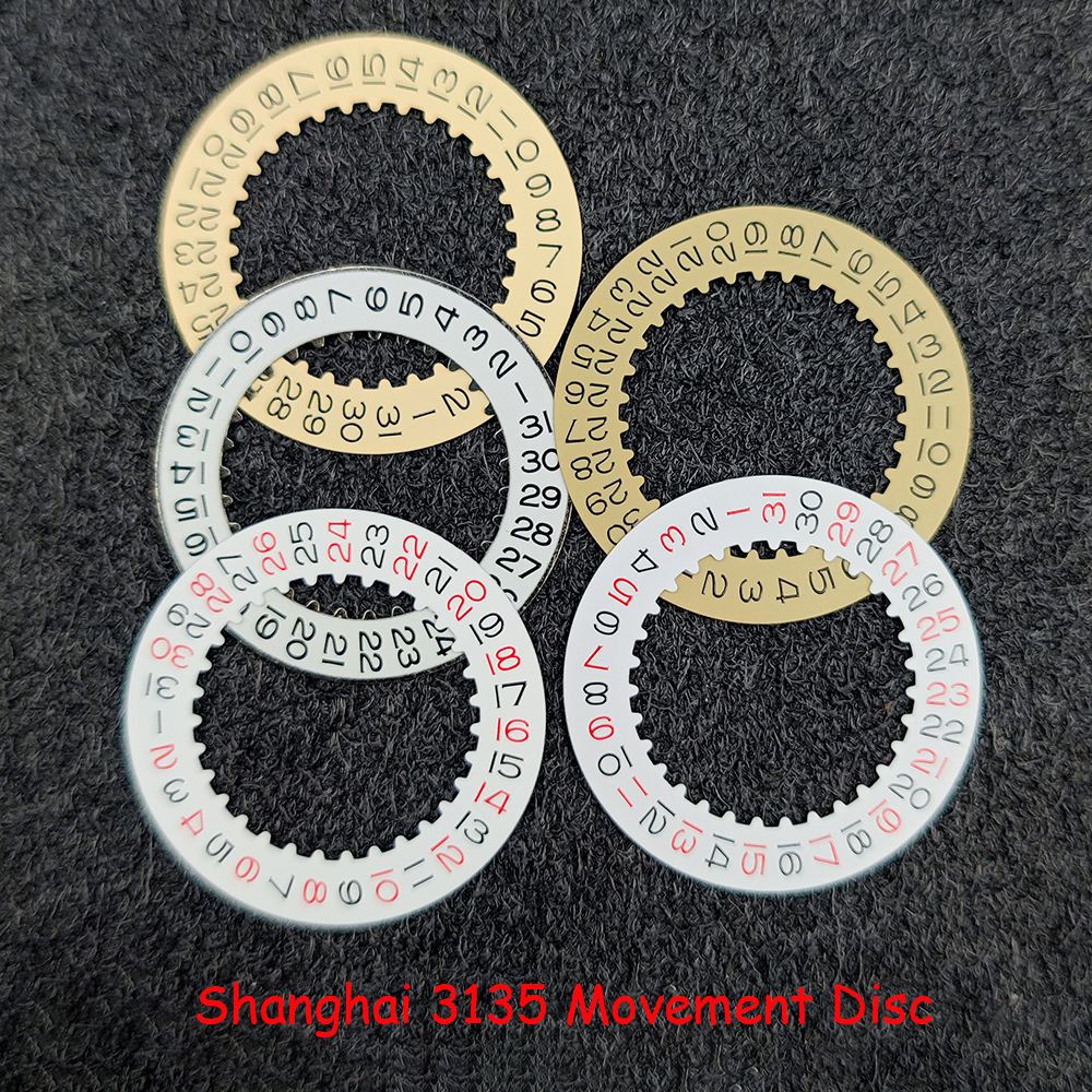 For Shanghai 3135 movement New Date at 3H calendar Mod Datewheel Disc Parts Black Red Yellow Disc 3135 Watch Movement Parts
