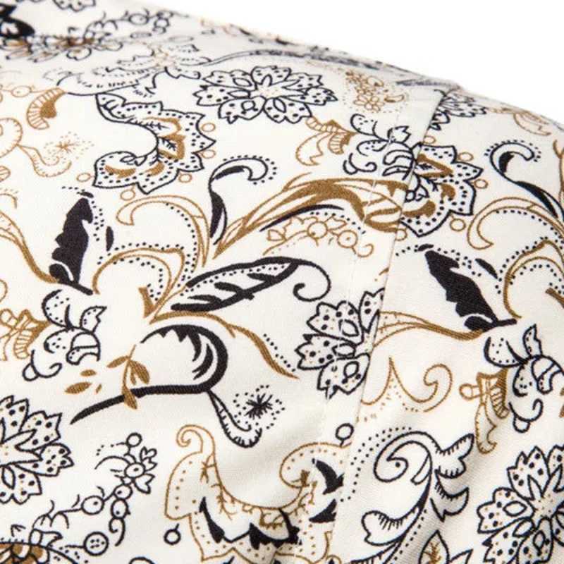 Spring Autumn New Printed Blouse Mens Clothing Floral KPOP Fashion Style Cardigan Harajuku Loose Polo Neck Long Sleeve ShirtsXJ24113