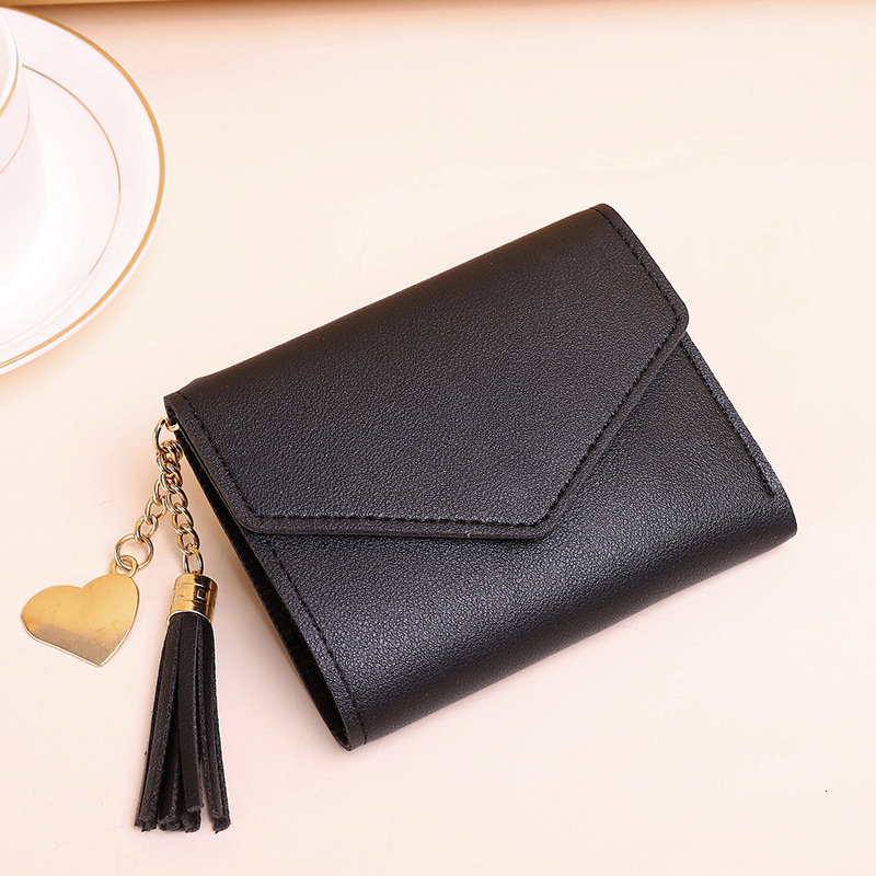 Free Shipping Women's Designer New Short Style Tassel Pendant Litchi Pattern Card Bag Handheld Cute Zero Wallet
