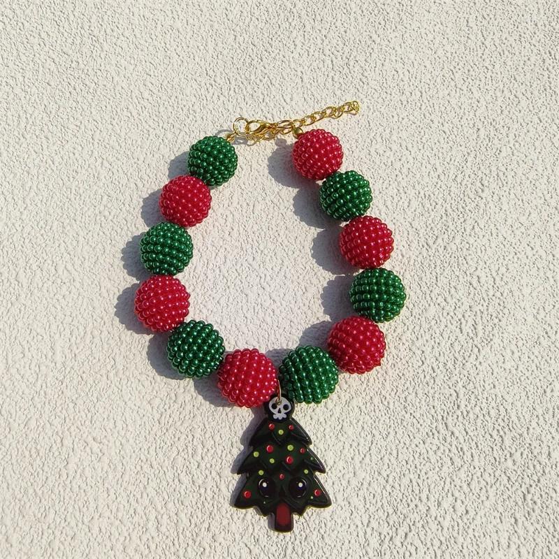 Dog Collars Fashion Christmas Halloween Personalized Yangmei Ball Pearl Pet Collar Handmake Necklace Jewelry For Cat Party