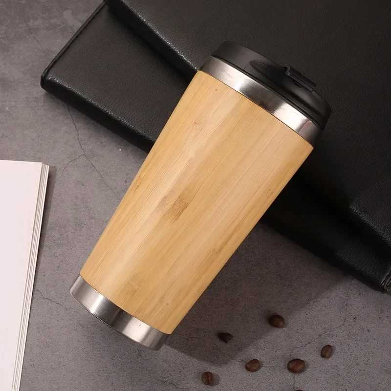 Stainless steel bamboo vacuum film hot 16o water bottle flip cover environmentally friendly travel cup g coffee cup bottle to keep cool Y241114