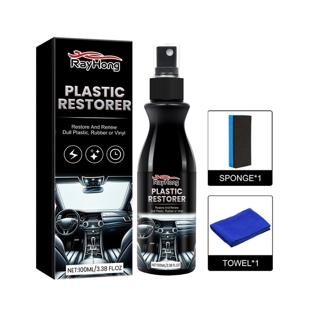 100ml Car Plastic Restorer Polish Leather Cleaner Spray To Renovator Plastic Car Black Interior Gloss Accessorie Back R8k5