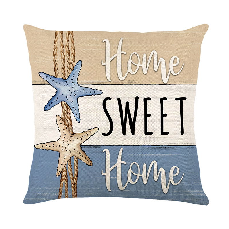 Vintage Ocean Beach Shell Throw Pillow Covers Wooden Coastal Scallop Inspirational Quote Words Decorative Cotton Linen Cushion Cover Customized Decor 