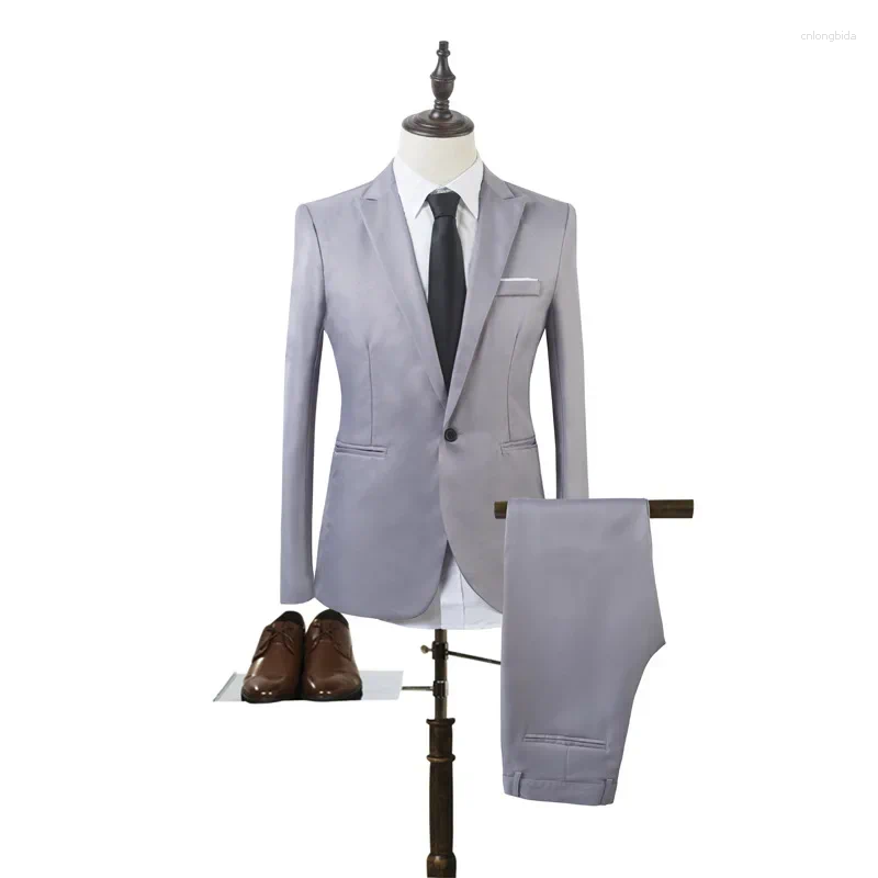 Mens Suits Two-piece Business Suit Spring Summer Fashion Casual Korean Version Slim Trend Wedding For Men