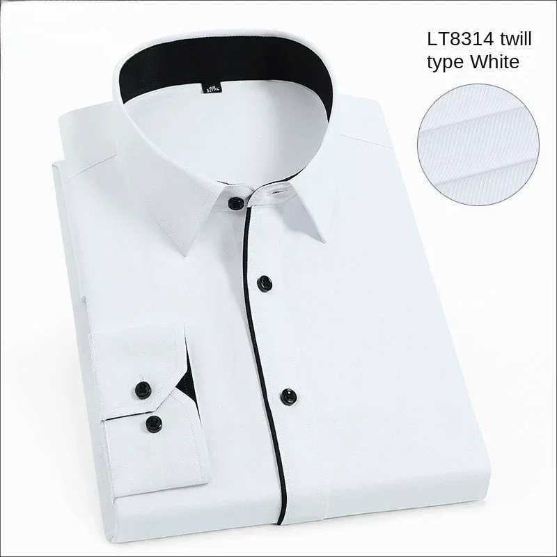 Trim Pure White Shirt for Mens Suits Business Casual Undershirt Long-Sleeved Shirt for Spring/autumn Business Slim Fit ShirtsXJ24113