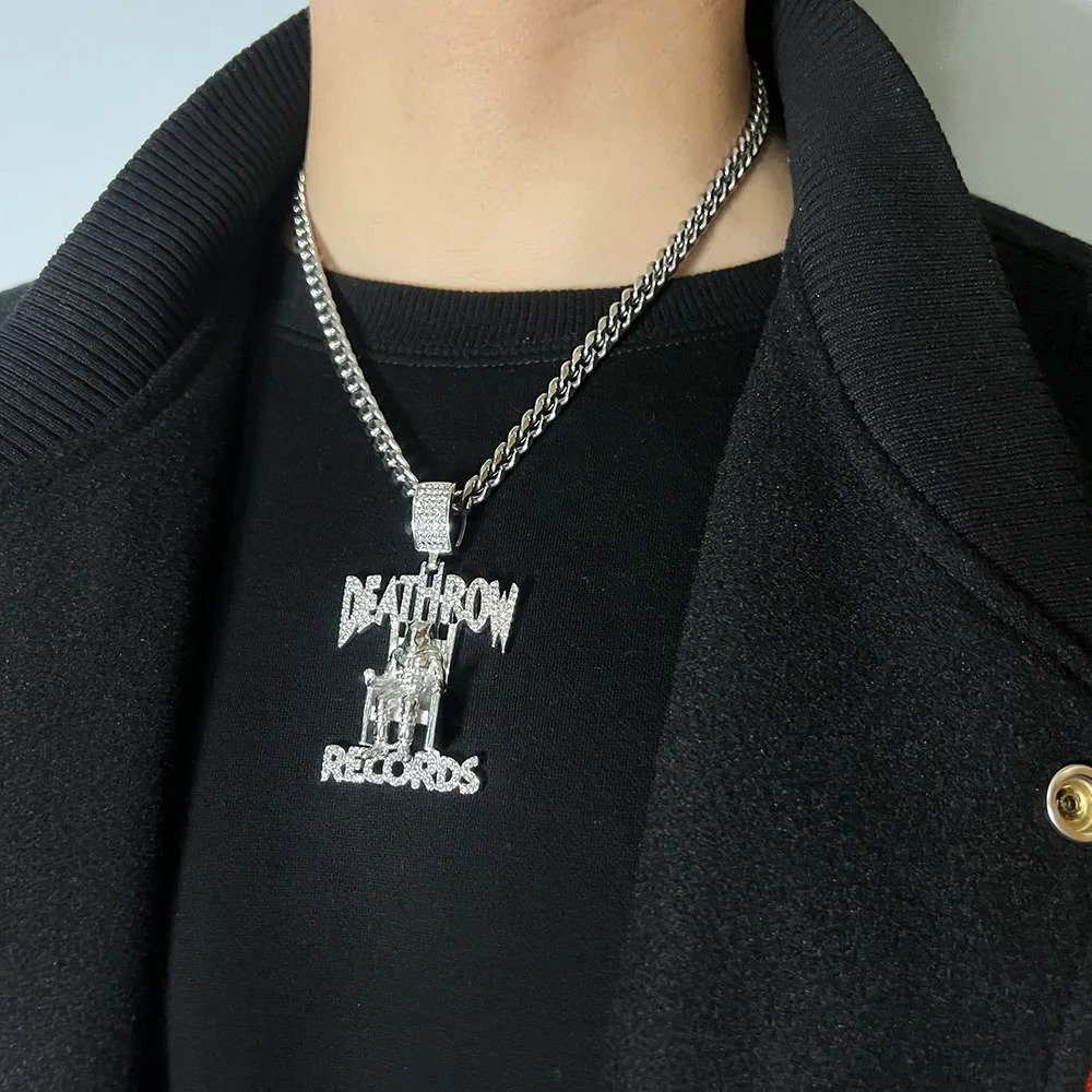 ULJ Whole Body 316L Stainless Steel DEATHROW/RECORDS Prisoner Pendant Jewelry With the 3mm Chain Hip Hop Necklace 241113