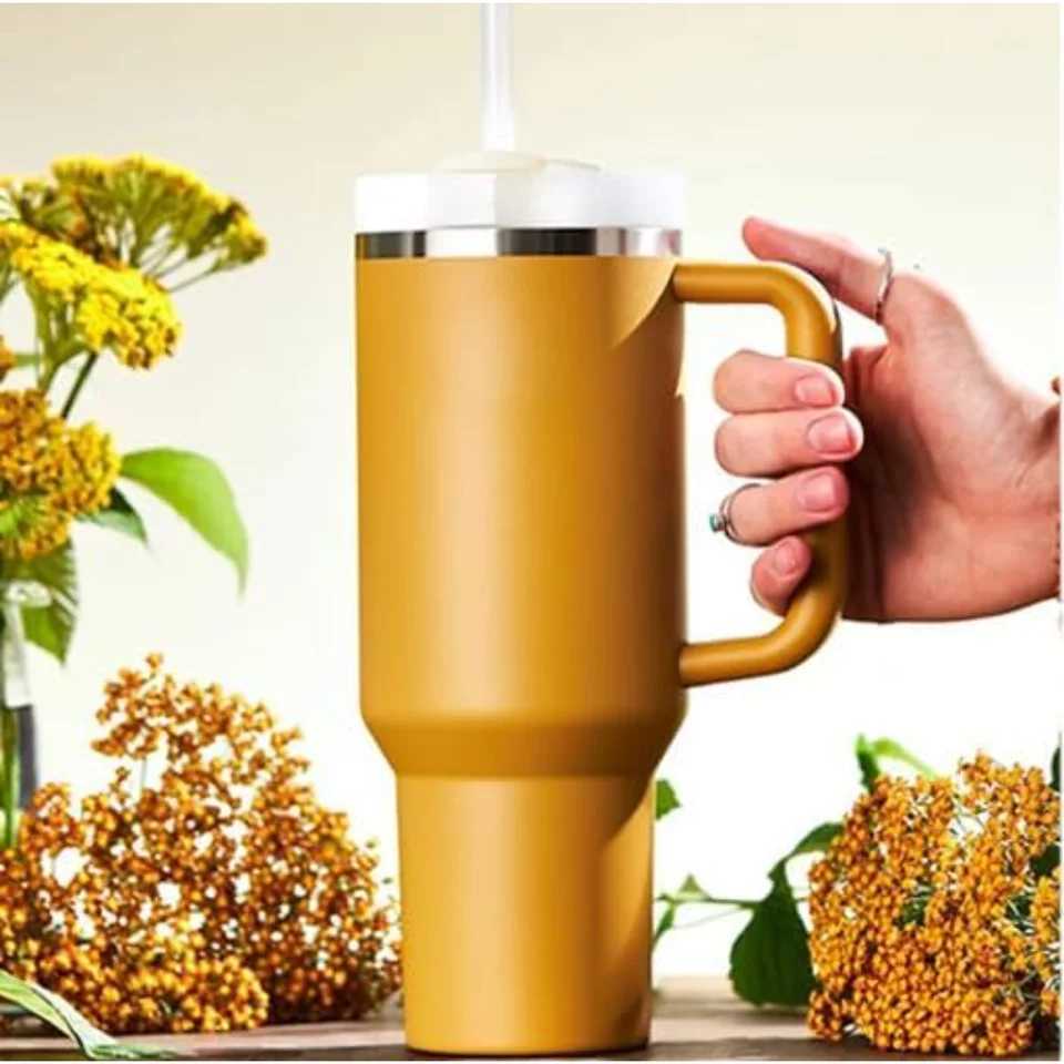 40 ounce stainless steel handle crazy water bottle with straw and lid cup holder friendly and reusable travel g Y241114