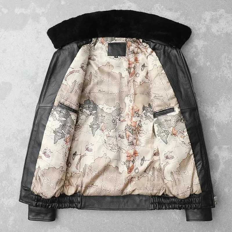 Retro brown flying leather denim jacket pilot bomber mens jacket motorcycle jacket autumn W241113