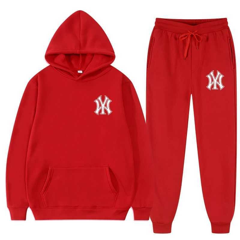 Mens 2022 Winter Brand Mens Track and Field Clothing Set Long Sleve Pulling+Slow Running Trouser 2-piece Running Clothing Mens Sports Clothing X241113