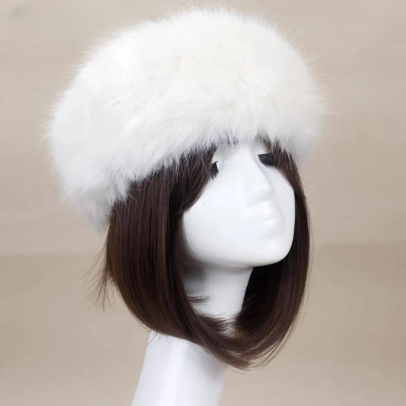 Winter Thick Furry Hairband Fluffy Russian Faux Fur Women Girl Headband Hat Outdoor Earwarmer Ski Hats 241114