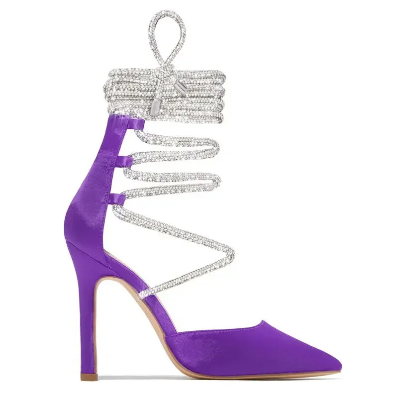 Rhinestone Sense Banquet Beautiful High Heels Pointy Thin Heels French Fashion Sandals Temperament Goddess 241113