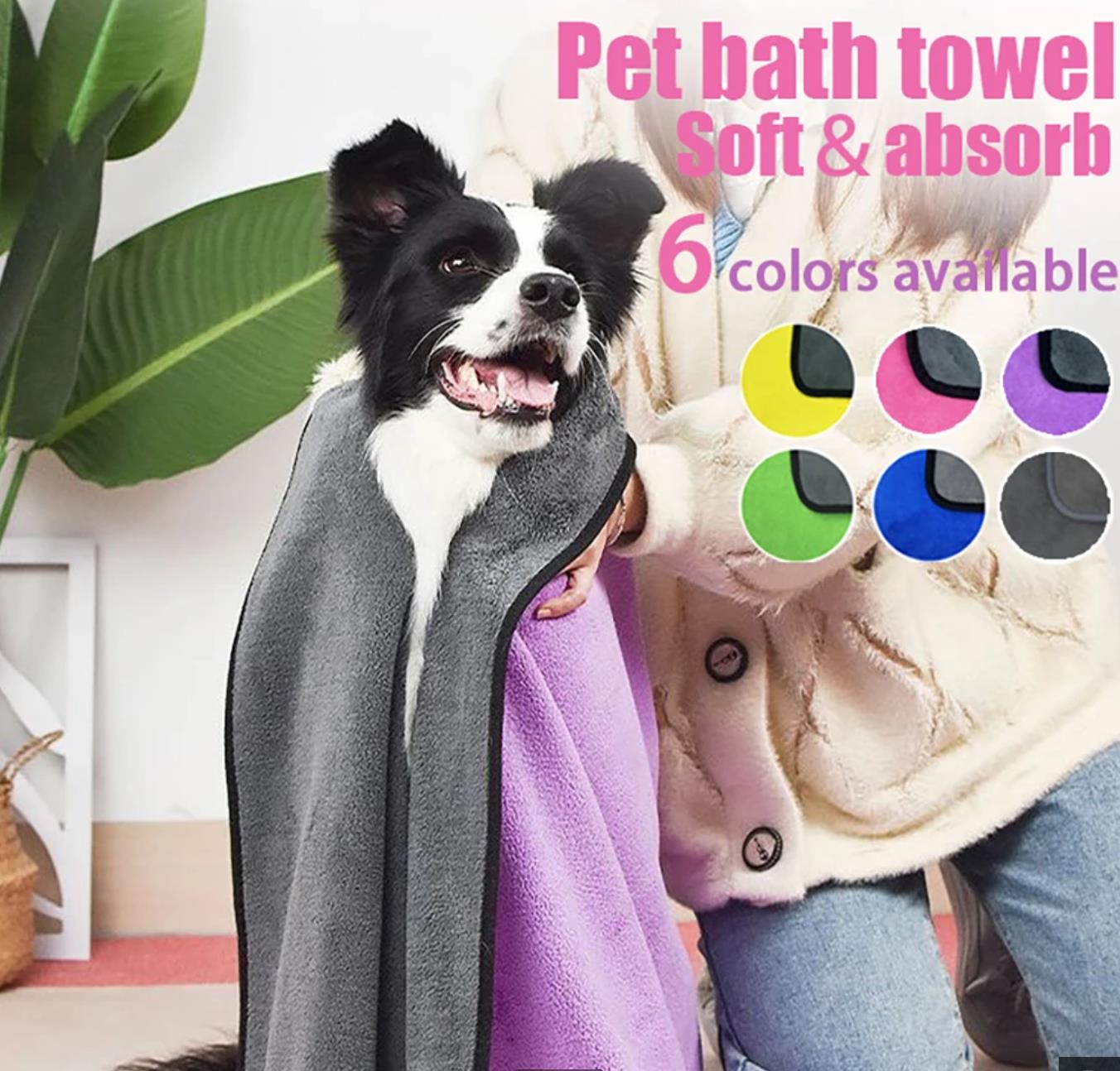 Quick-drying Dog and Cat Towels Soft Fiber Towels Absorbent Bath Towel Pet Bathrobe Convenient Cleaning Towel Dog Accessories