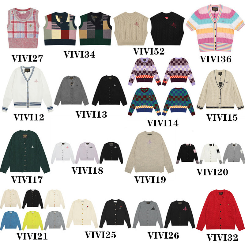 Designer Vivienmes Westwood 2024 Empress Dowager Colorful Saturn Embroidered Sweater Daily Casual Knitted Female