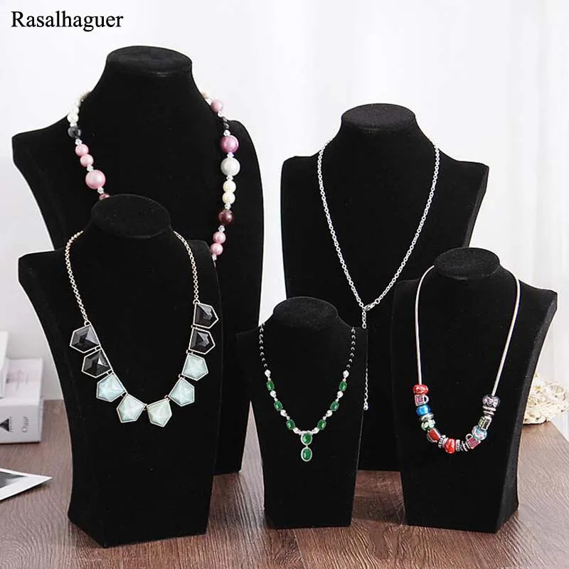 Nice Necklace Stand Jewelry Black Model Mannequin Display Pendants Holder Jewellery Organizer Shelf Neck Bust Showcase Wholesale 241113