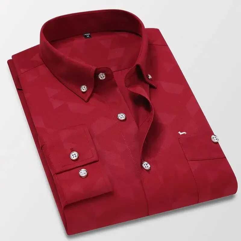 Men's Casual Shirts New Spring Men Business Long Sleeve Blouse Harmont Turn Down Collar Blaine Blouses Embroidery Slim Fit Shirts z241114