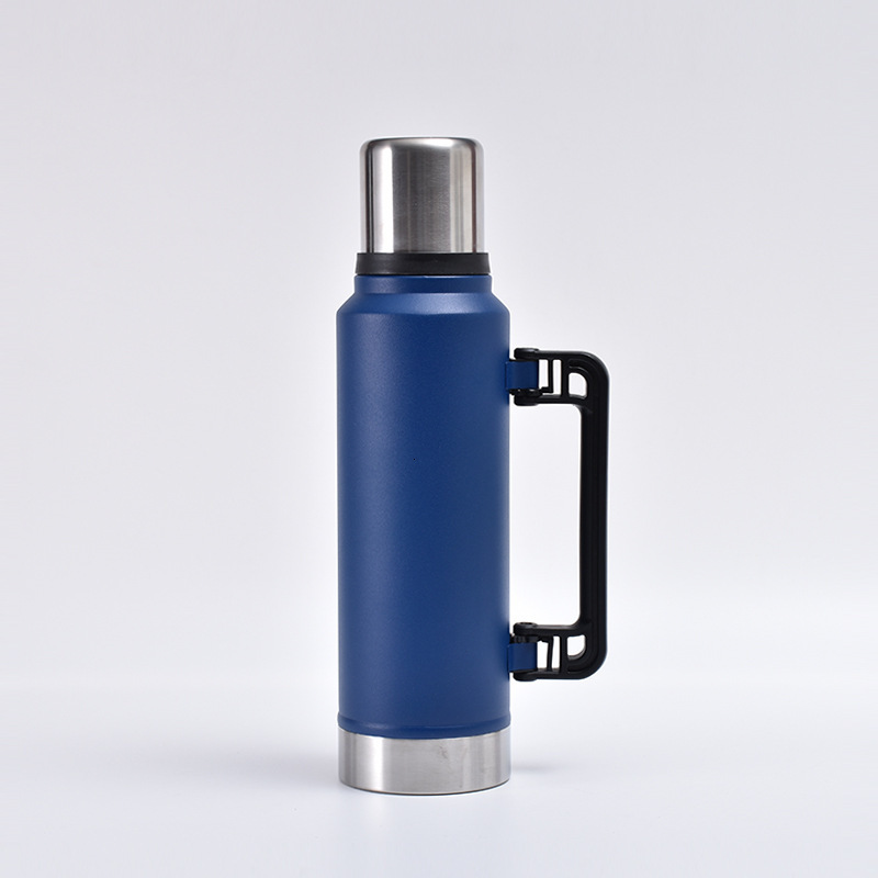 1Pc 1400Ml 47Oz Double Wall Vacuum Stainless Steel With Handle And Lid, Leakproof Water Bottle For Outdoor Camping