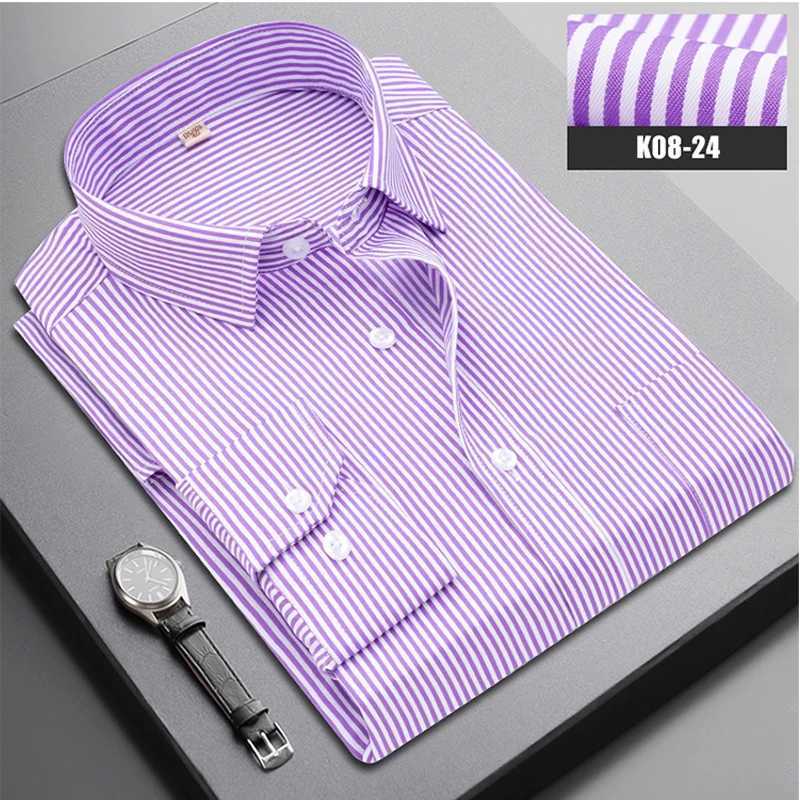 2023 Brand New Men Shirt Male Dress Shirts Striped Mens Casual Long Sleeve Business Formal Plaid Shirt camisa socialXJ24113