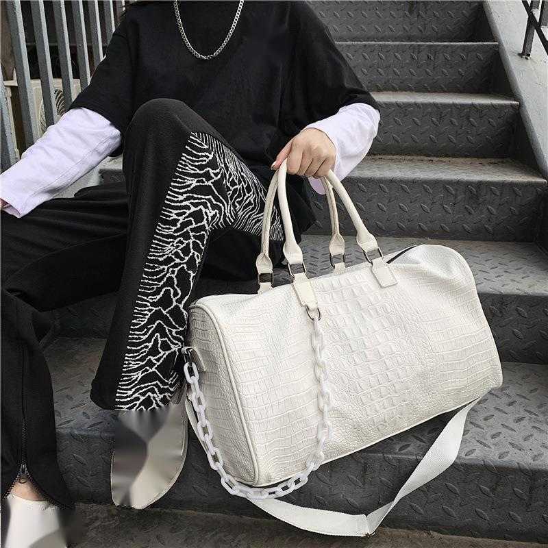 Waterproof Pu Crocodile Pattern Travel Bag Portable Large Capacity Short Distance Travel Luggage Storage Bag Folding Travel Bag