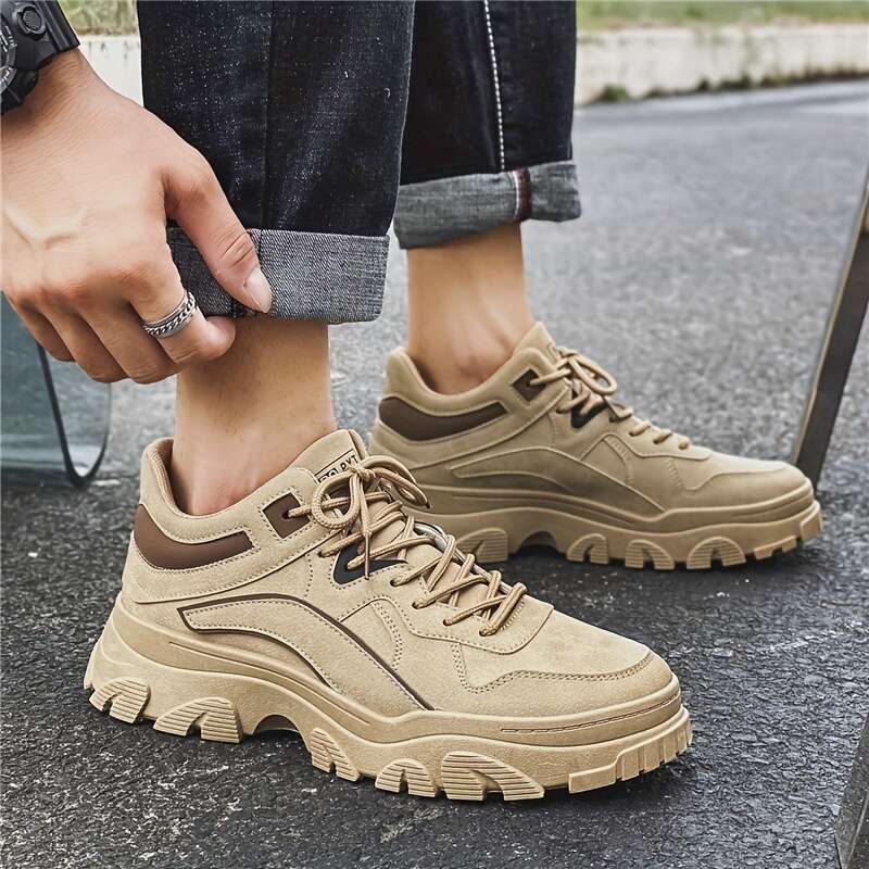 Comfy Men's Lace Up Non Slip Shoes Outdoor Street Walking & Casual Activities - Durable Sneakers for All Seasons