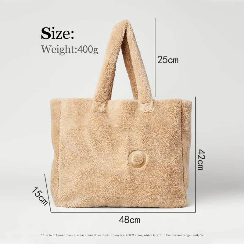 3 Goddess Yoga Foxy Sherpa Tote Fashion Letter Plush Handbag Comfortable Strap Large Capacity Storage Shoulder Bag 4