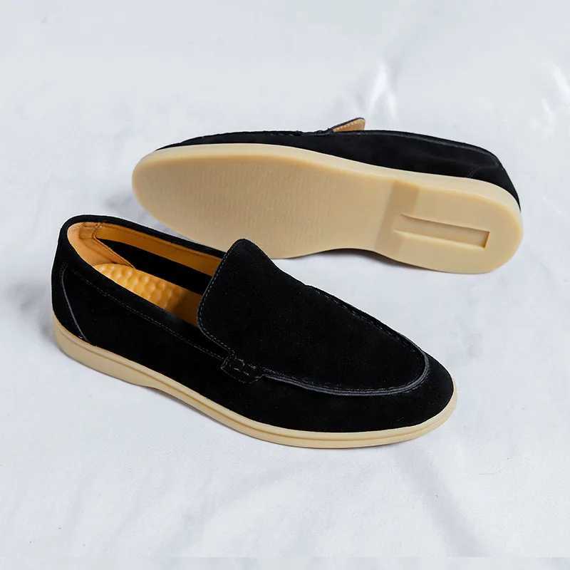 Mens Casual Shoes Cow Suede Genuine Leather Men Classic British Style Loafers Mens Light Comfortable Driving FlatsXJ250113