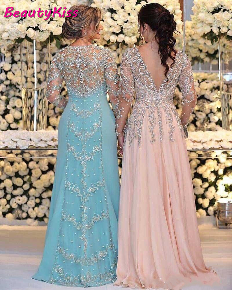 Sexy Mother Of The Bride Crystals Beading Two Styles Chiffon Party Dress Evening Gowns Plus Size