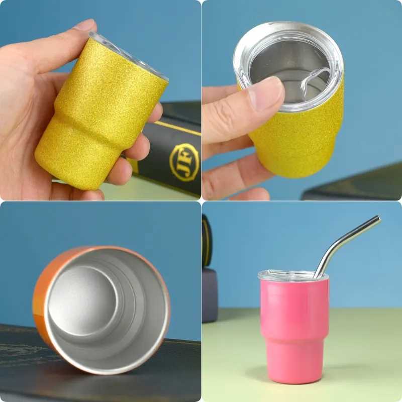 Mini Cold Swap Lens Stainless Steel Hot Cup Single/Double Layer Straw Cup Small Capacity Cup Y241114