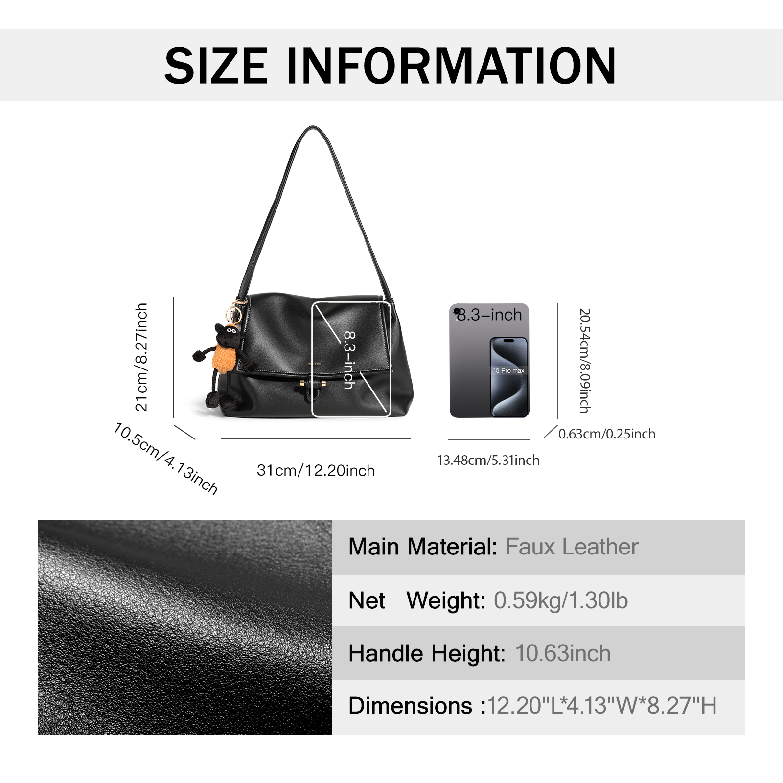 Women Shoulder Leather Texture Makeup Cosmetic Senior Sense Messenger Bag With Cute Pendent Daily Commuting Underarm Microfiber BagVoyage