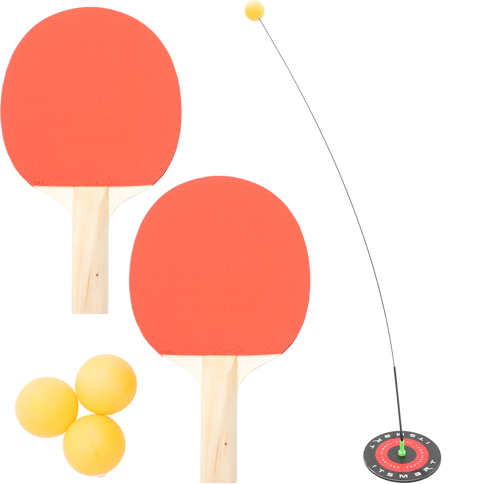Table Tennis Trainer 1 Set, Elastic Self- Training Leisure Shaft Portable Pong Play Practice Training Balls Rackets for Indoor