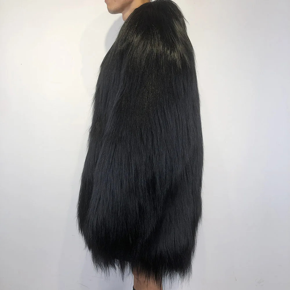 YOLOAgain Mens Black Mountain Wool Leather Jacket Wool Leather Coat Winter Warm Coat 241113