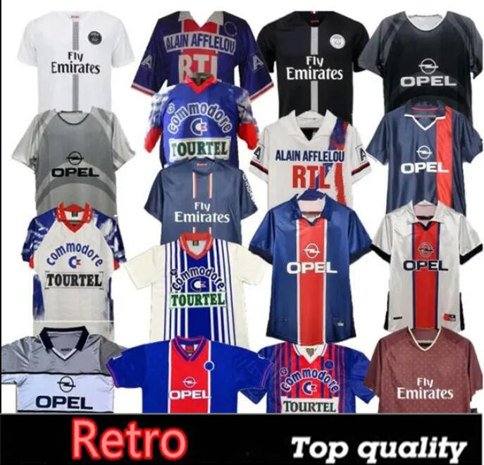 paris Retro Soccer Jerseys Maillots de football shirt paris 91 92 93 94 95 96 97 98 99 00 01 02 03 12 13 17 18 Vintage uniform OKOCHA PAULETA WEAH CAVANI DI MARIA RONALDINHO 8