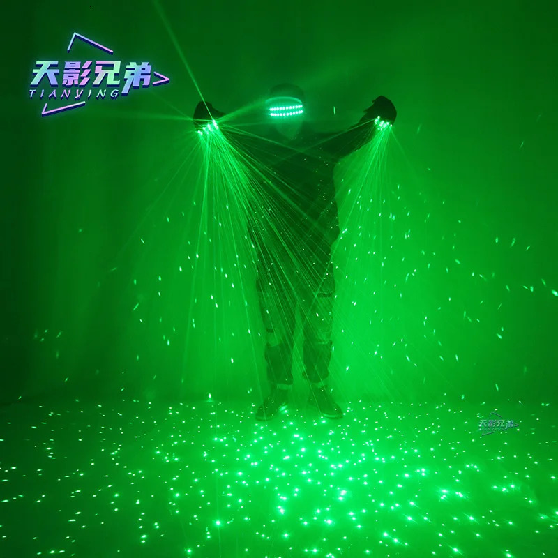 Green laser gloves with LED luminous glasses DJ bar street dance luminous gloves stage performance party props241114
