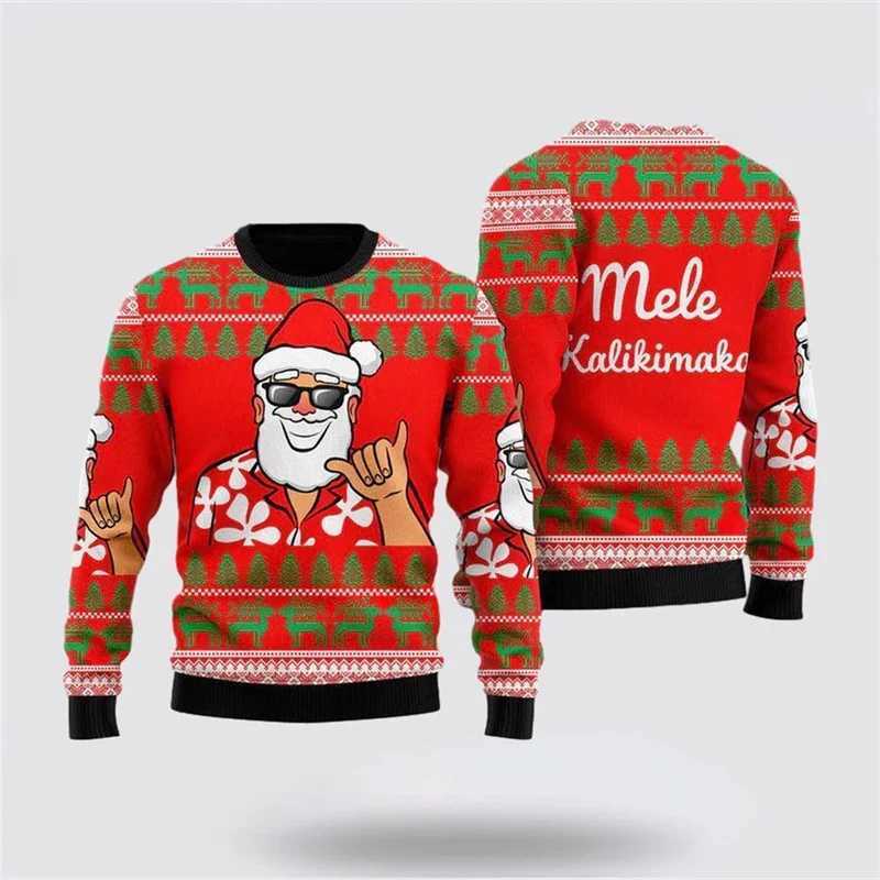 New Ugly Mens Christmas Sweater 3D Printed Pulled Childrens Christmas Holiday Long Sleeve Sweater Top Round Neck Hoodie W241114