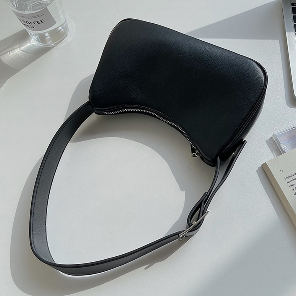 Women Simple Shoulder Bag PU Leather Versatile Armpit Bag Adjustable Strap Minimalist Shoulder Bag Daily Bag for Ladies